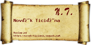 Novák Ticiána névjegykártya